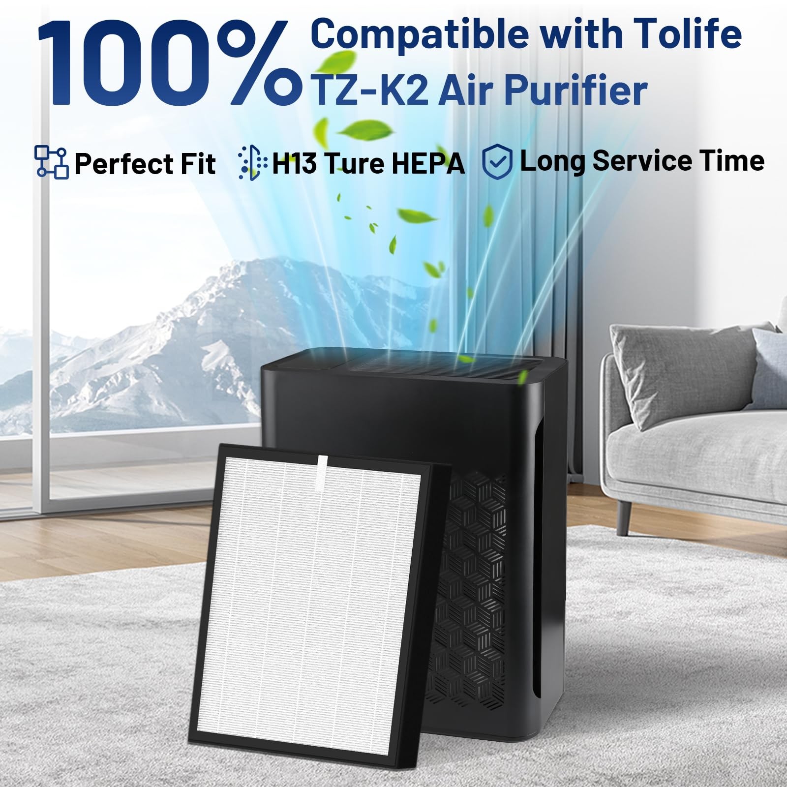 HEPA Air Filter Compatible with ToLife TZ-K2, 3-in-1, 2 Pack