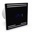 Bathroom Extractor Fan Black Glass Front 4" Timer & Humidity Sensor with Display
