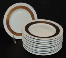 SET 10 A RAYNAUD LIMOGES CERALENE ANNEAU D'OR PATTERN 6.5" BREAD BUTTER PLATES