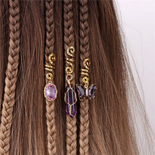 3PCS Crystal Hair Charms Dreadlock Jewelry Butterfly Natural Stone Braid