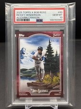 2025 Topps Bob Ross Baseball Rickey Henderson Alizarin Crimson /10 PSA 10 POP 1