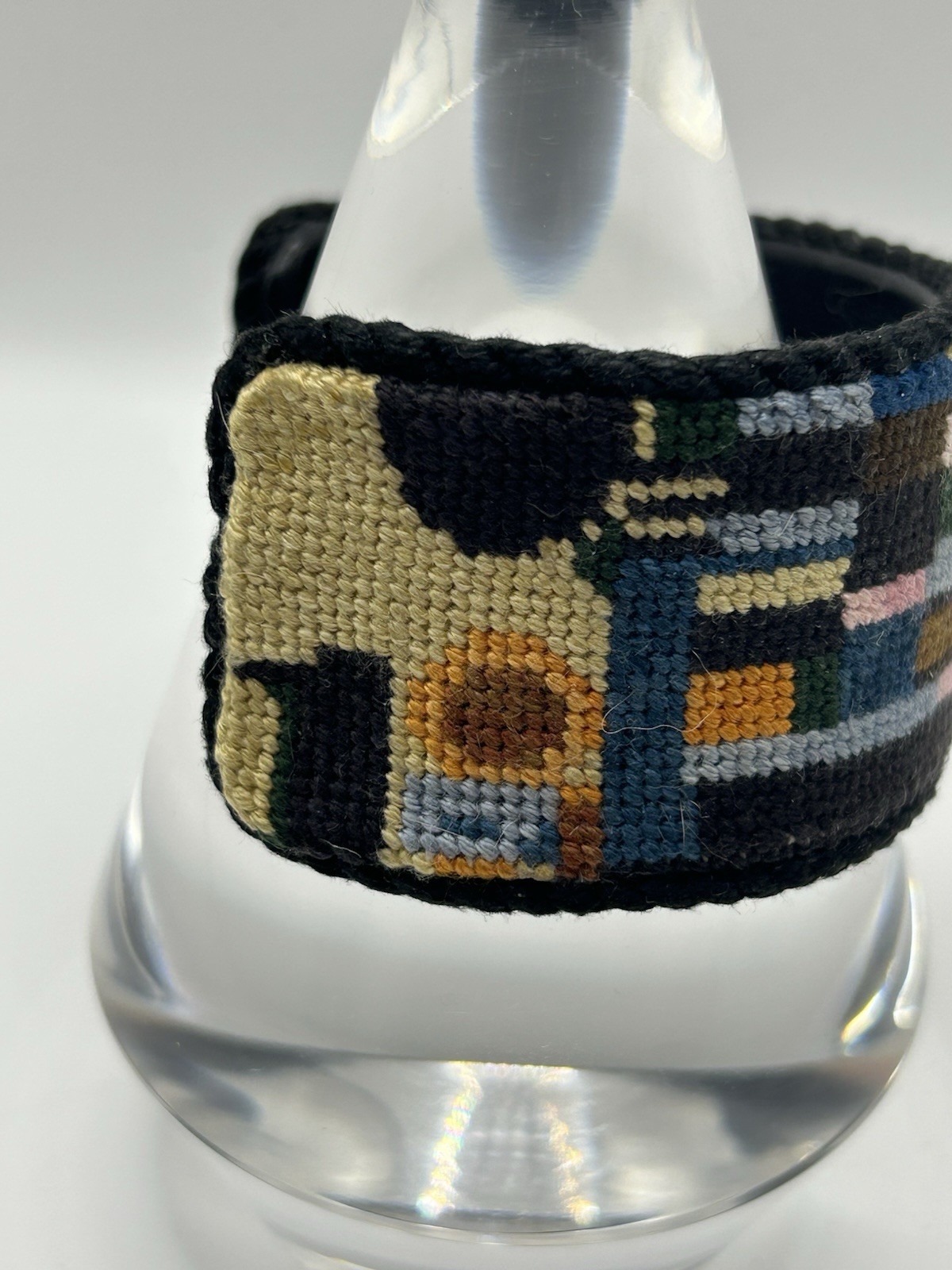 Multi Colored Needle Point Cuff Bracelet Backed I… - image 2