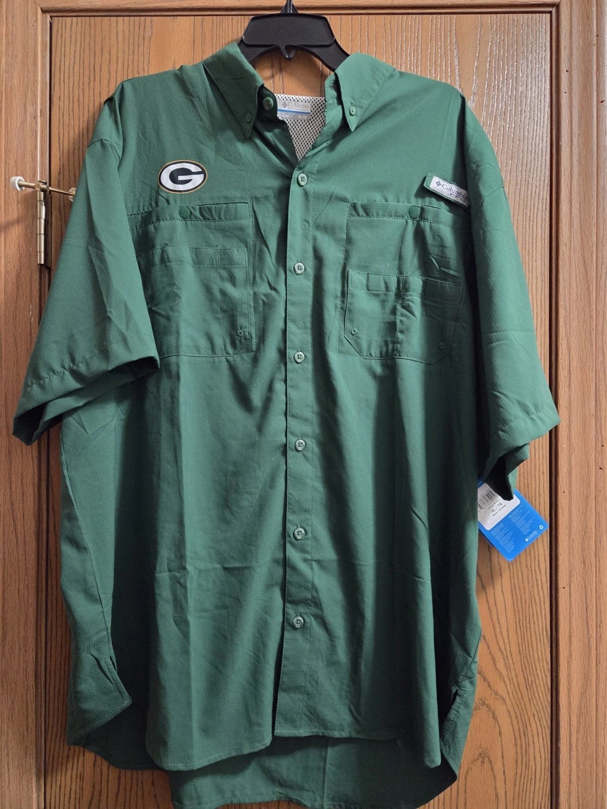 Columbia PFG Green Bay Packers Omni-Shade Fishing Shirt Men's Size XL