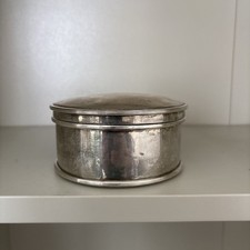 Antique English Art Deco Silver Plate Biscuit Box With Lid Circa 1920