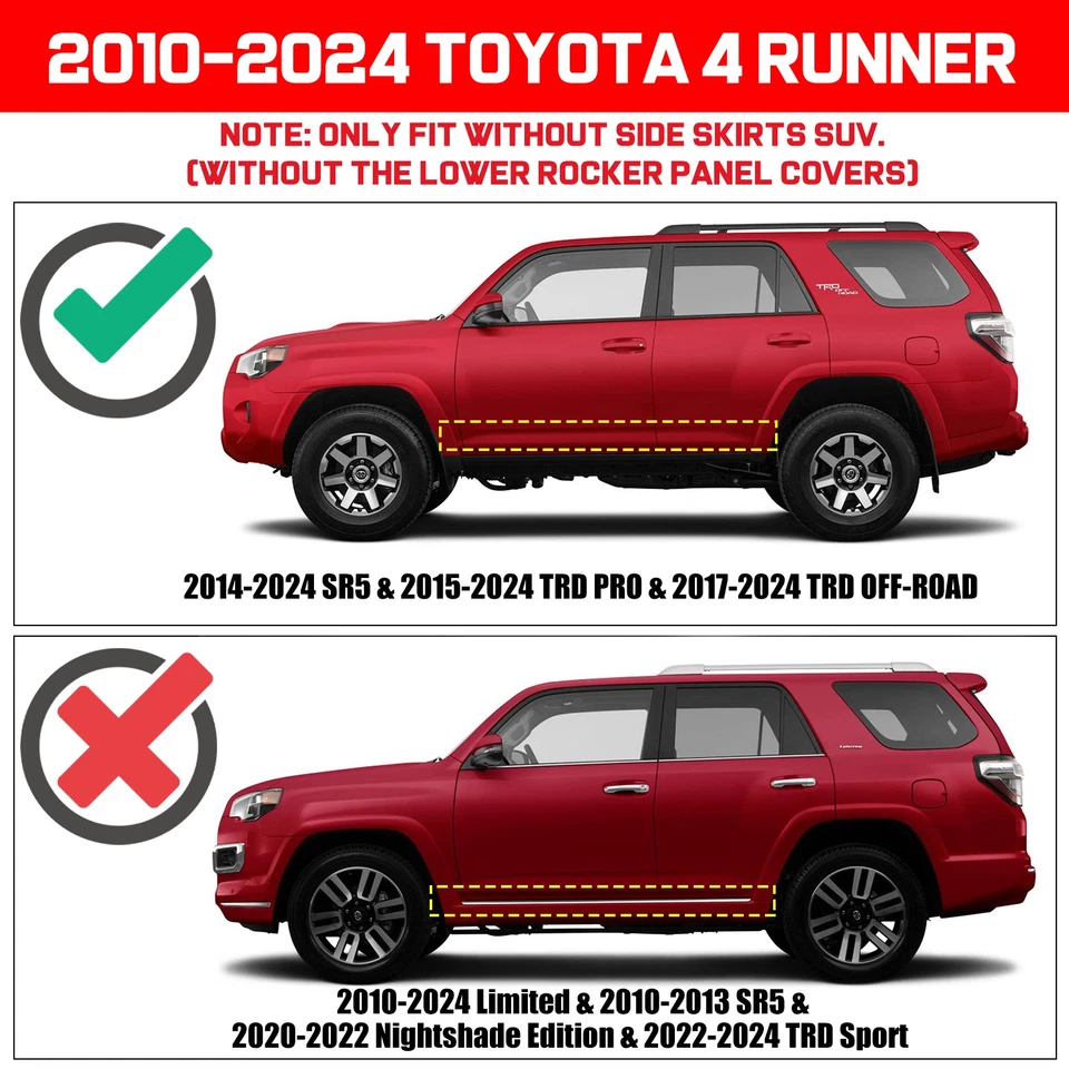 FOR 2010-2024 TOYOTA 4 Runner 3.5" Step Curved Running Boards Black Nerf Bars Foto 3 de 4