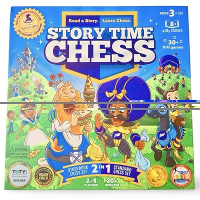 Story Time Chess Kids Board Game 2-in-1 Learn Chess Storybook Set Open Box