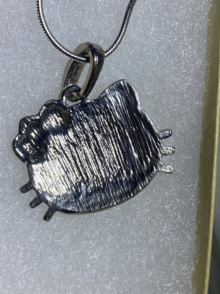 Hello Kitty Whimsical Enamel Charms On Silver Tone Necklace 18” W/ Earrings - Image 3 of 4