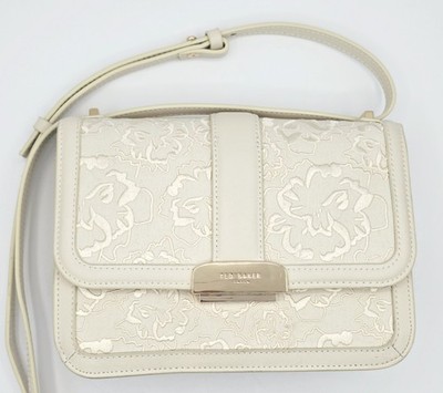 TED BAKER London Ginn Marie Leather Ivory Floral Embroidered Crossbody Bag
