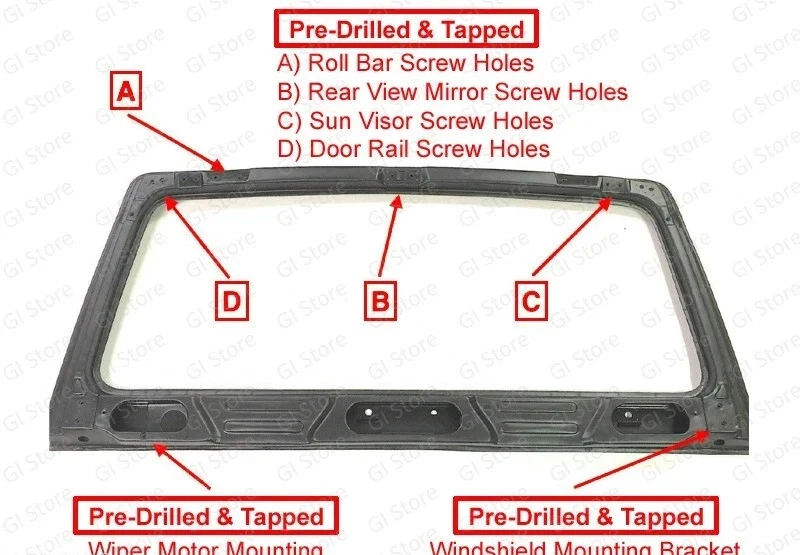 591018301 Quadro de para-brisa para Suzuki Samurai American LHD Left Hand Drive @24 - Imagem 3 de 4