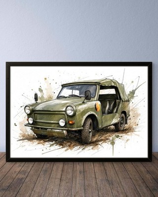 Trabant P601 Kübel Kunstdruck Wall Art Print Poster Classic Car DDR NVA Auto