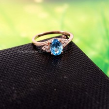 Natural Swiss Blue Topaz ,Women's Ring, Wedding Ring, 925 Sterling Silver