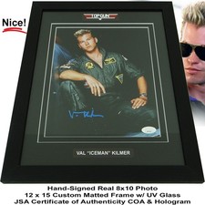 Val Kilmer Top Gun "Iceman" Autographed 8x10 Real Photo Framed 12x15 w/JSA COA