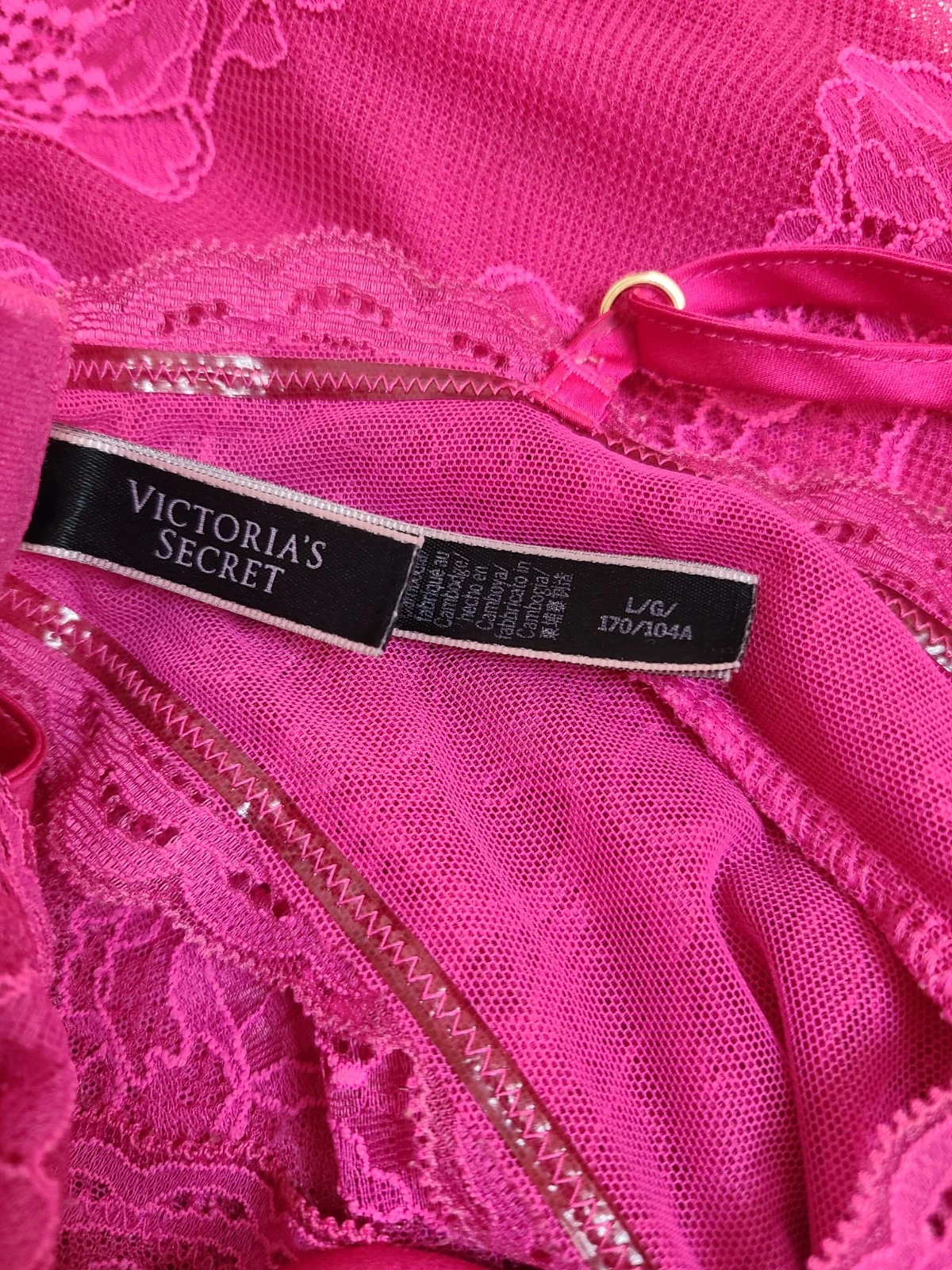 UNDERCOVER Victoria's Secret Mini Abito Slip Increspato Pizzo Ritagliato Taglia Lg Rosa