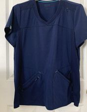 SCRUB UNIFORM TOP  Scrubstar Brand  LARGE  Indigo Blue  Silky Feel  EUC