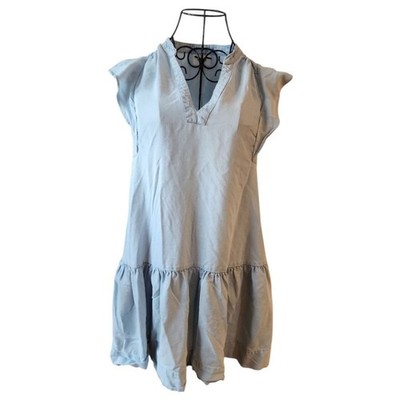 Seed Heritage Chambray Dress Women Sz (US 2) AU6 Blue Ruffle Hem Summer Boho