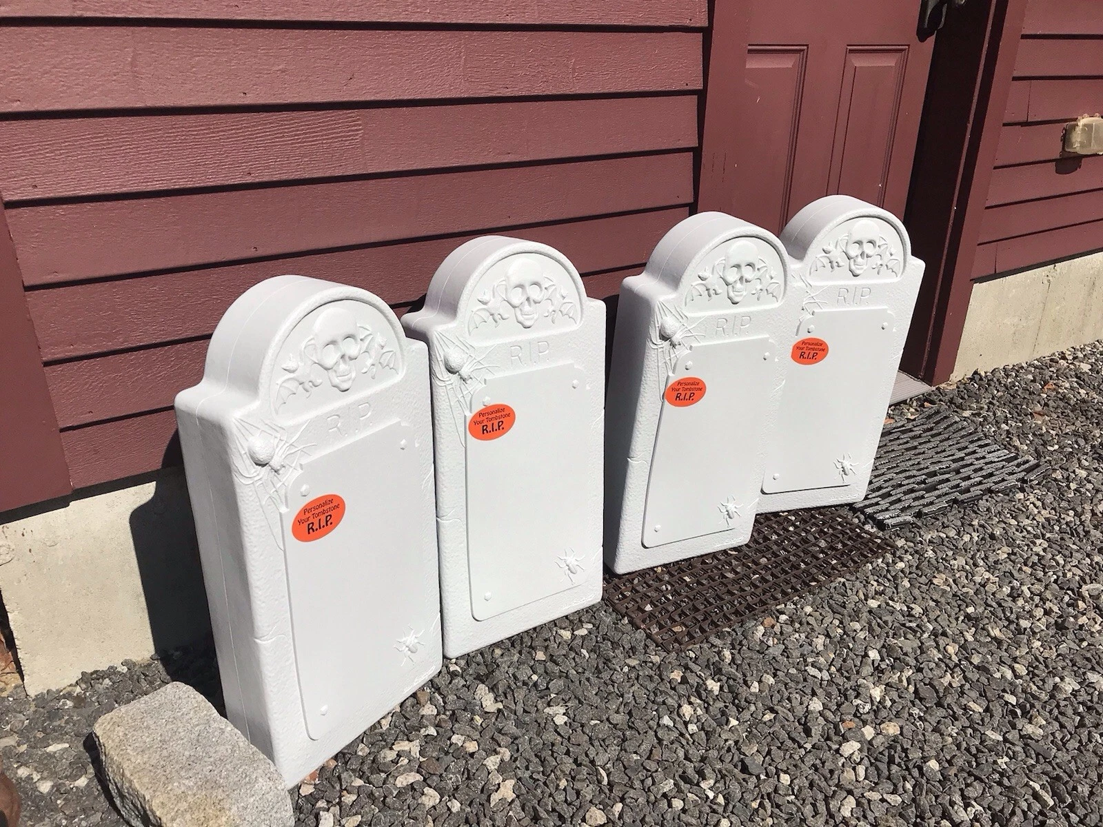 Blow Mold Halloween Gravestone Tombstones Union U.S.A. Don Featherstone LOT OF 4