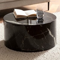 Couchtisch FineBuy Sofatisch Monobloc Schwarz Marmor Optik 60 Cm Wohnzimmertisch