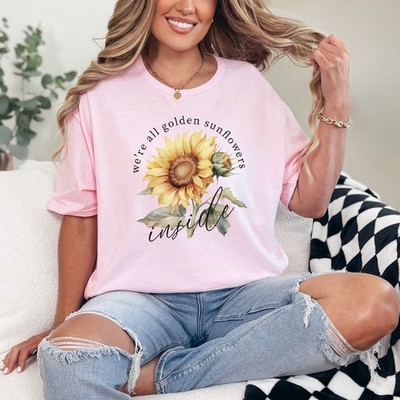 Were All Golden Sunflowers Inside Damen Ring-Spun T-Shirt Blumen Geschenk für Sie