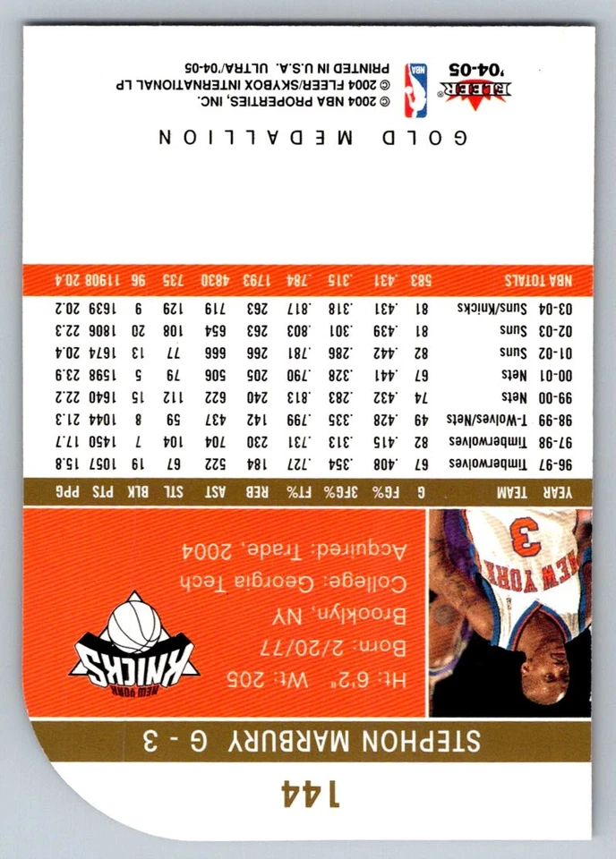 Ultra Gold Medallion Stephon Marbury 144 2004 Foto 2 de 2