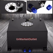 Black Aluminum 15 Gallon/57L Gas Fuel Cell Tank/Polish Cap Door+Level Sender