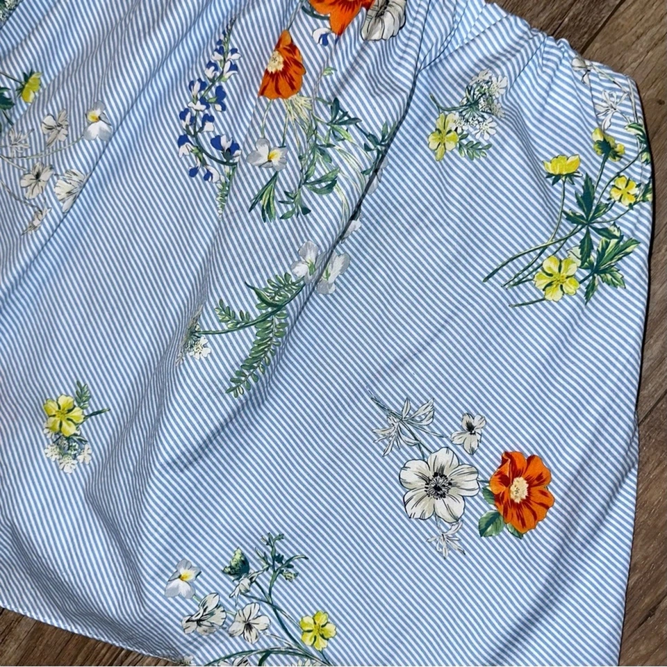 Top Top Top Top Top Top Top Floral y Azul Blanco Estampado Rayas Un Hombro Talla 4 Foto 4 de 4