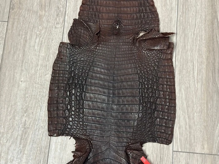 Marrón Genuino Caimán Cocodrilo Vientre Ocultar Cuero Piel Caimán Real Cocodrilo 392 Foto 3 de 4