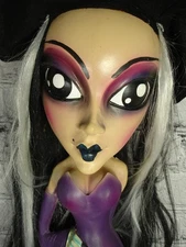BIG EYES 28" FOAM purple WITCH LADY huge HANGING ORNAMENT TOY DOLL paper magic