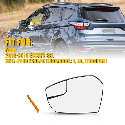 View Mirror Glass NO-Heated For 2017-2019 Ford Escape Driver Side Replacement