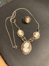 Alter Kamee gemme kette set mit 800 silber