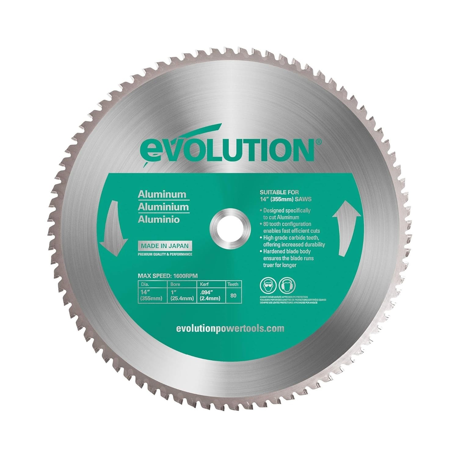 Evolution Power Tools Circular Saw Blade Carbide 14'' 80-Too
