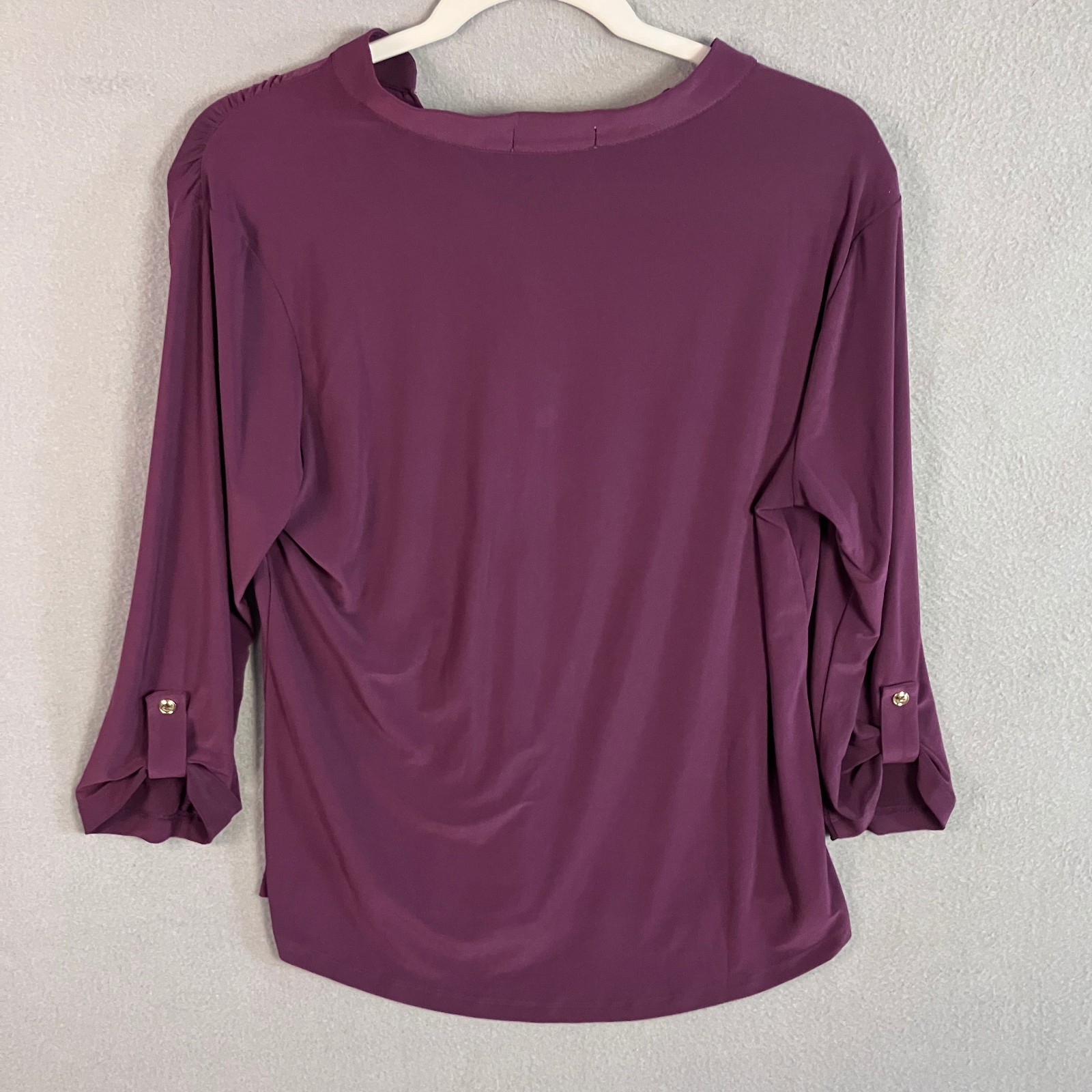 Joie de Vivre Women's Roll-Tab Sleeve Blouse Size M Purple NWT