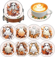 8 Pcs Diamond Art Coasters Kits for Adults with 8 4x4in, Ghost