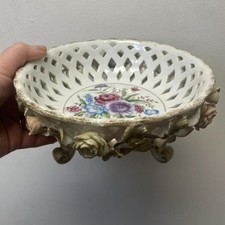 vintage dresden style bonbon dish with china roses!