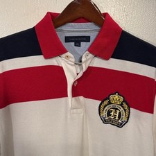 Y2K Vintage Tommy Hilfiger Polo Red, White, Navy Blue Crown Patch NYC Est 1985