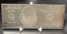 2000 Us $100 Bill Washington Mint 4 Ozt 999 Fine Silver Bar
