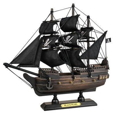 SAILINGSTORY Wooden Pirate Ship Model Black Pearl Sailing 10'', 
