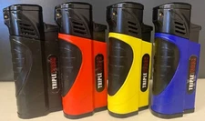 4 PACK Triple Jet Torch Lighter Adjustable Flame W/ Cigar Puncher Solid Color
