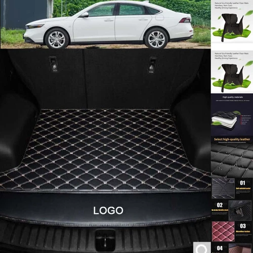 For Honda Accord Car Floor Mats Luxury Custom All Weather PU Leather Carpets - Picture 21 of 35