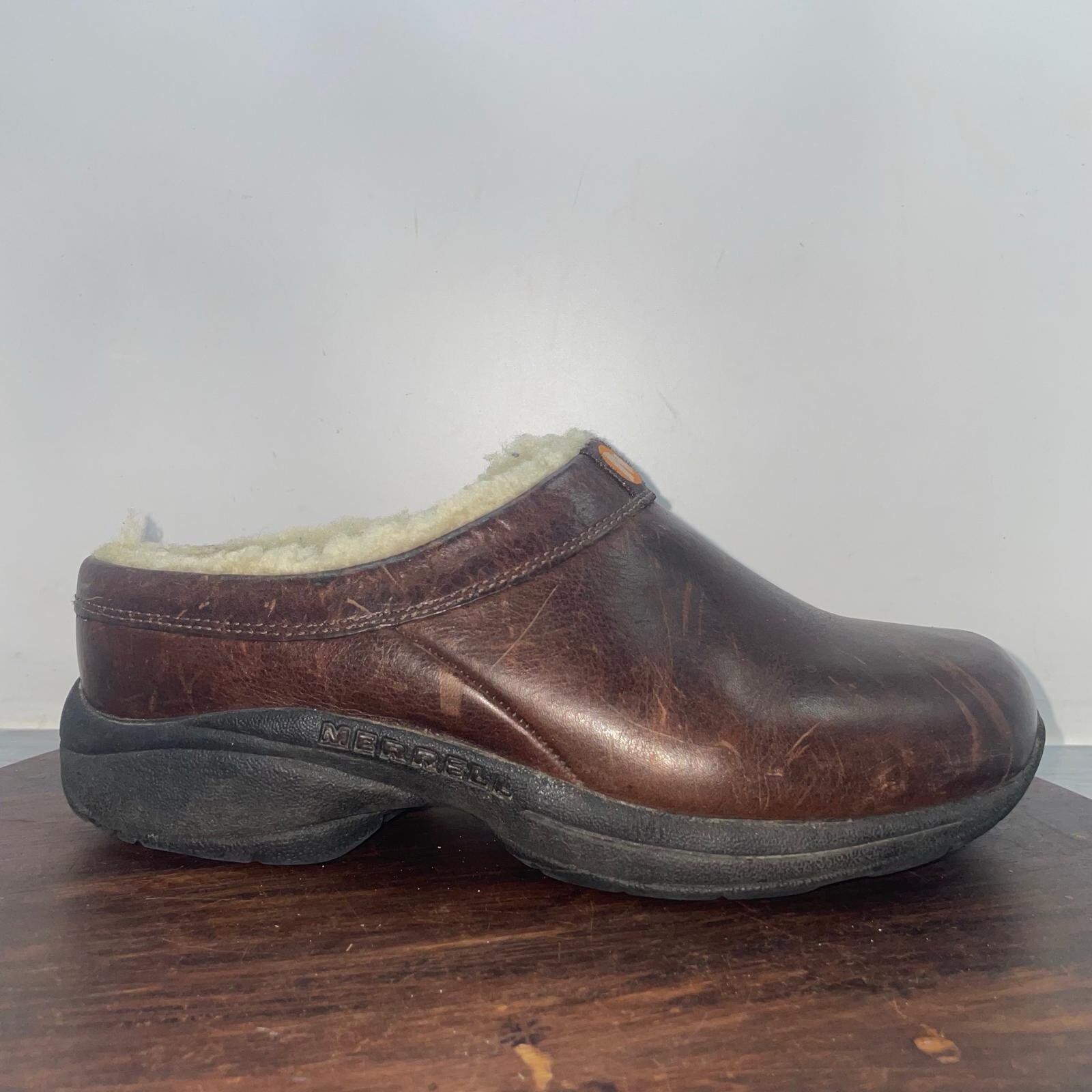 Merrell Scarpe Donna 6.5 Primo Chill Slide Bug Mules J63198 Marrone Foderato in Pelliccia Ecopelliccia