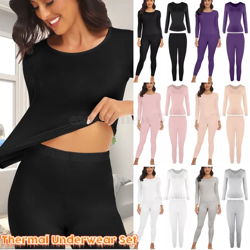 Damen Thermo Unterwäsche Set Long Johns Halten Winter Warm Base Layer Oberteil Unterteil - Bild 1 von 24