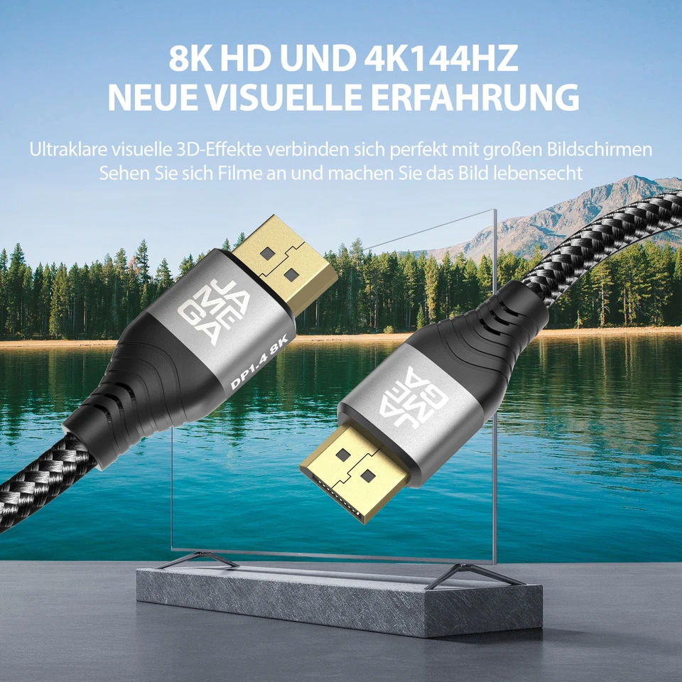 2m DisplayPort 1.4 Kabel 8K DP 8K@60Hz HBR3 32,4 Gbps DSC Freesync G-Sync Gaming - Bild 4 von 4