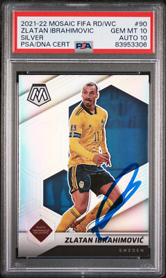 2021-22 Panini Mosaic Silver FIFA Signed Zlatan Ibrahimovic #90