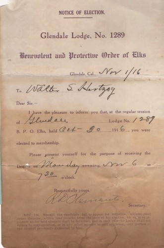 LOT OF ANTIQUE MASONIC LETTERS PAPERS GLENDALE CA. MEMBERSHIP CERTIFICATE & AREA - Picture 4 of 9