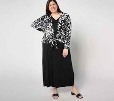 Belle by Kim Gravel Better Together Dress & Shrug Set-Black-Petite Small-A634849