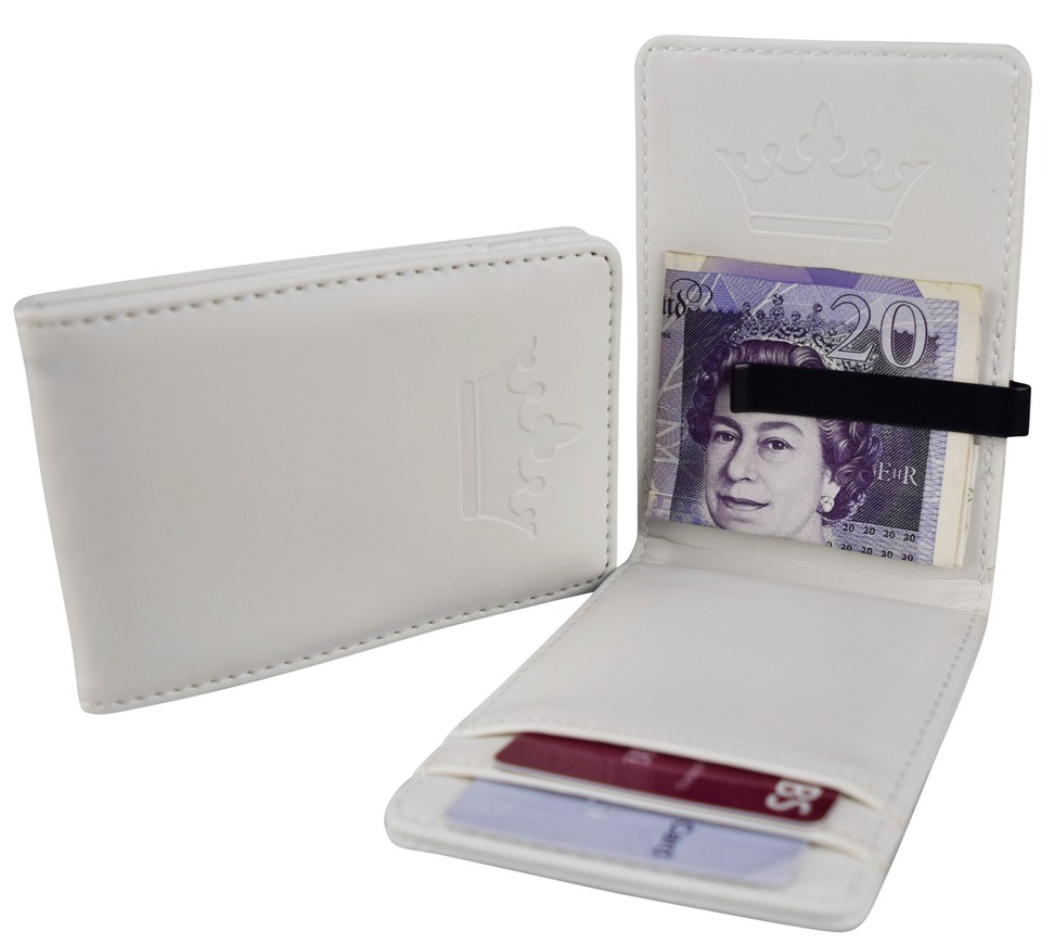 Men's Money Clip Wallet – Black Genuine Leather With ID Window (Leatherboss)