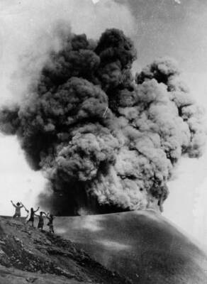 The Volcano Merapi short before its eruption which caused the seco- Old Photo
