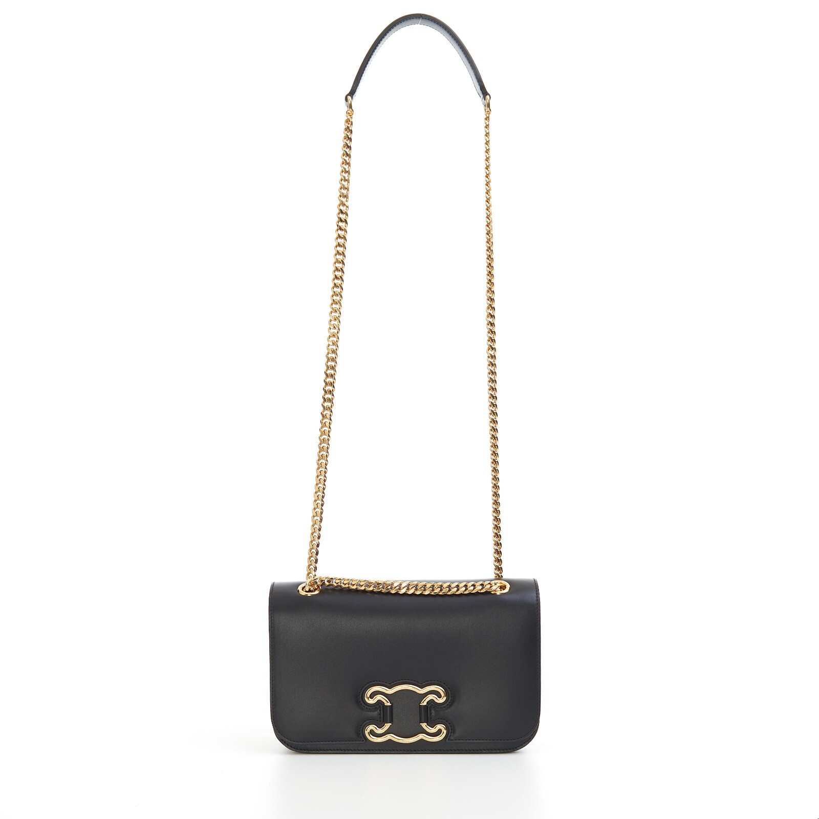 CELINE 3950$ Medium Bag Triomphe Frame In Black Shiny Calfskin image 8