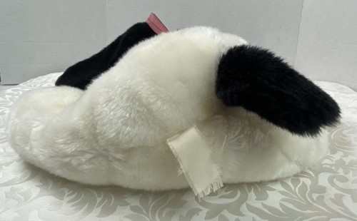 White & Black Plush Laying Dog Puppy Tongue Cloth Eyelids Kids of America READ - Picture 4 of 12