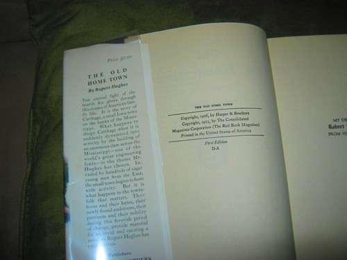 Rupert Hughes - The Old Home Town - Unmarked 1st US Hardcover & Jacket - VG+/VG+ - Picture 2 of 2