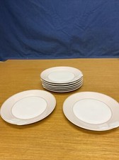 8 Hutschenreuther Fleuron Chloe Fontaine 7 5/8  Salad Plates w/Pink Rim